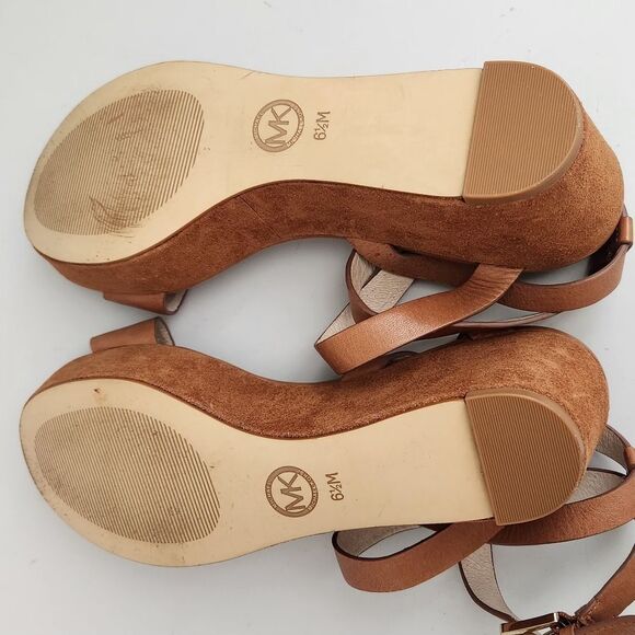 Michael Kors Women's Brown Leather Wedge Sandals 6.5 - Picture 6 of 7
